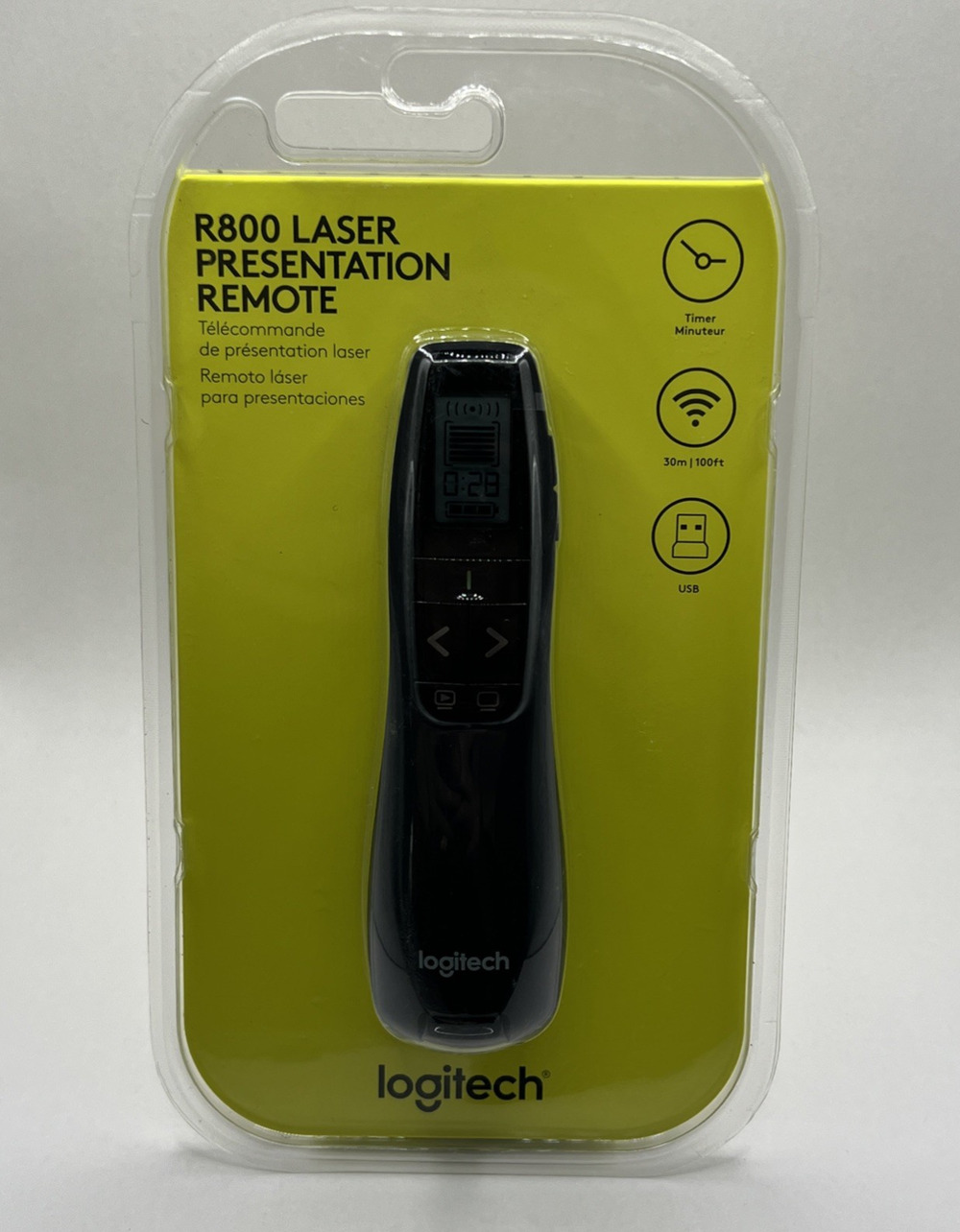 Logitech R800 Laser Presentation Remote Wireless LCD Display New in Packaging